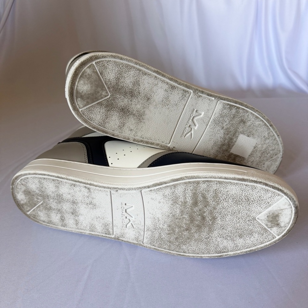 Michael Kors Men’s High-Top Sneakers in Navy, White & Taupe - Picture 4 of 5